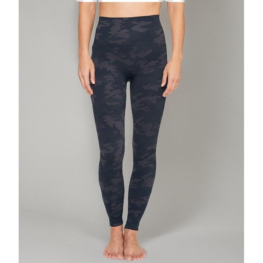 Spanx Look at Me Now Black Camo Seamless High Rise Ankle Leggings Women's Large